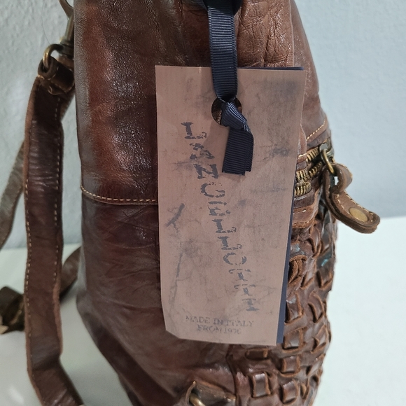 LANGELLOTTI Leather Brown Boho Convertible Bag - Picture 12 of 13